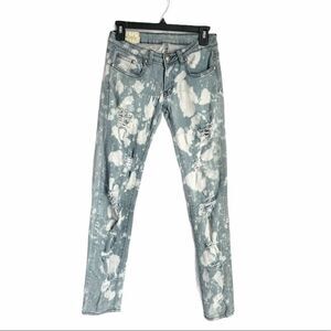 Machine Bleach Wash Distressed Skinny Jeans 29”